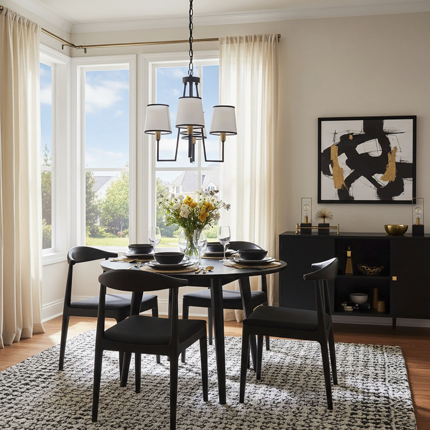 Coco LED 19.7 inch Gold and Black Chandelier Ceiling Light