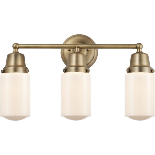 Aditi Dover 3 Light 21 inch Brushed Brass Bath Vanity Light Wall Light in Matte White Glass