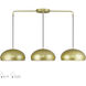 Domma 3 Light 48 inch Soft Gold with Polished Brass Accents Linear Chandelier Ceiling Light, Extra Large