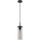 Downtown Urban Blakeley 1 Light 5 inch Matte Black Pendant Ceiling Light in Light Smoke Glass
