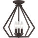 Prism 3 Light 14 inch Bronze Convertible Mini Chandelier/Ceiling Mount Ceiling Light