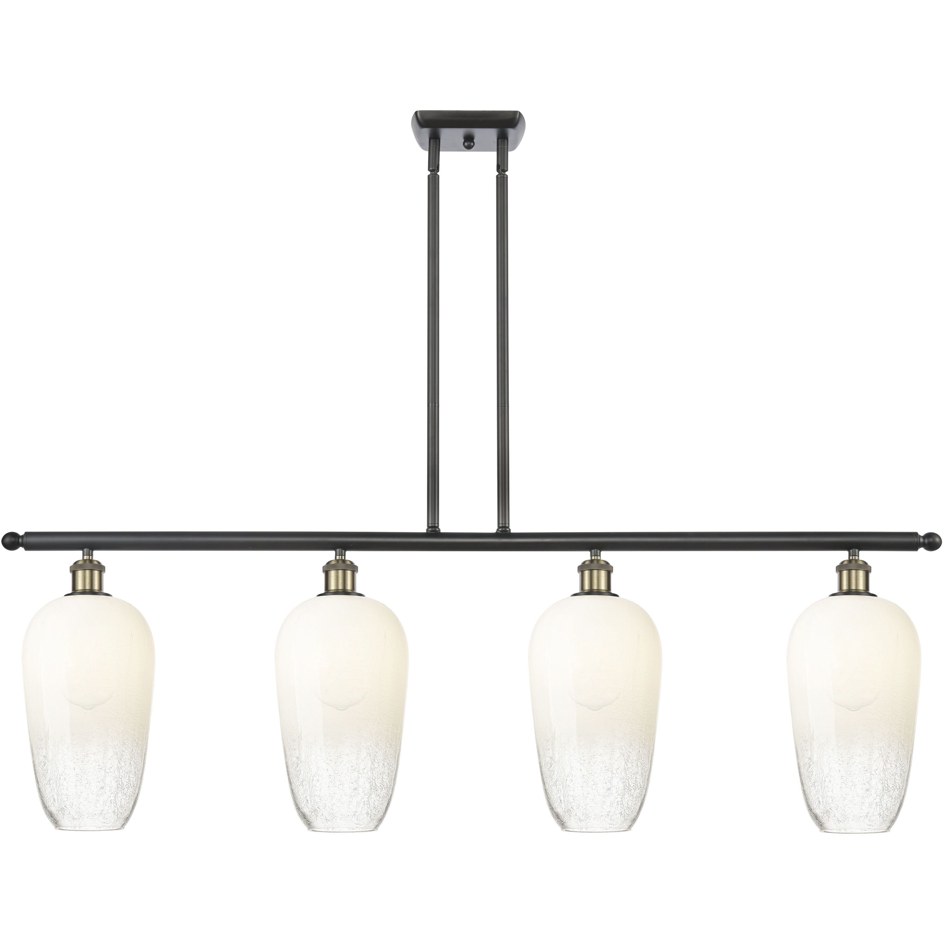 Ballston Brookhaven Flute Island Light Ceiling Light in Black Antique Brass, Opal Glass