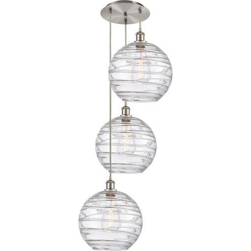 Ballston Athens Deco Swirl 3 Light 19 inch Brushed Satin Nickel Multi-Pendant Ceiling Light