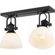 Hines 2 Light 18 inch Matte Black Semi-flush Ceiling Light in Opal Glass, Damp