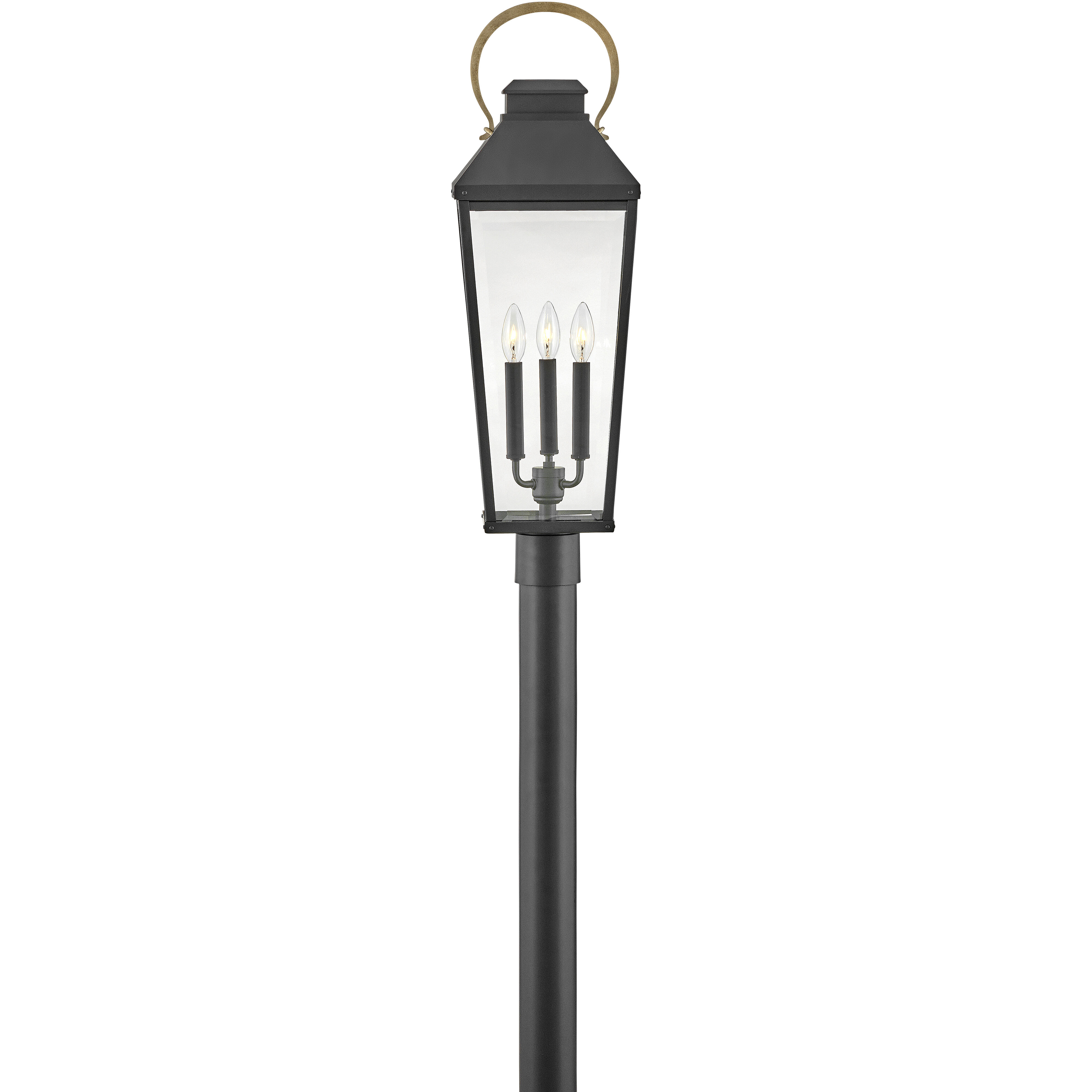 Dawson 29.75 inch Black with Burnished Bronze Outdoor Post Mount Lantern