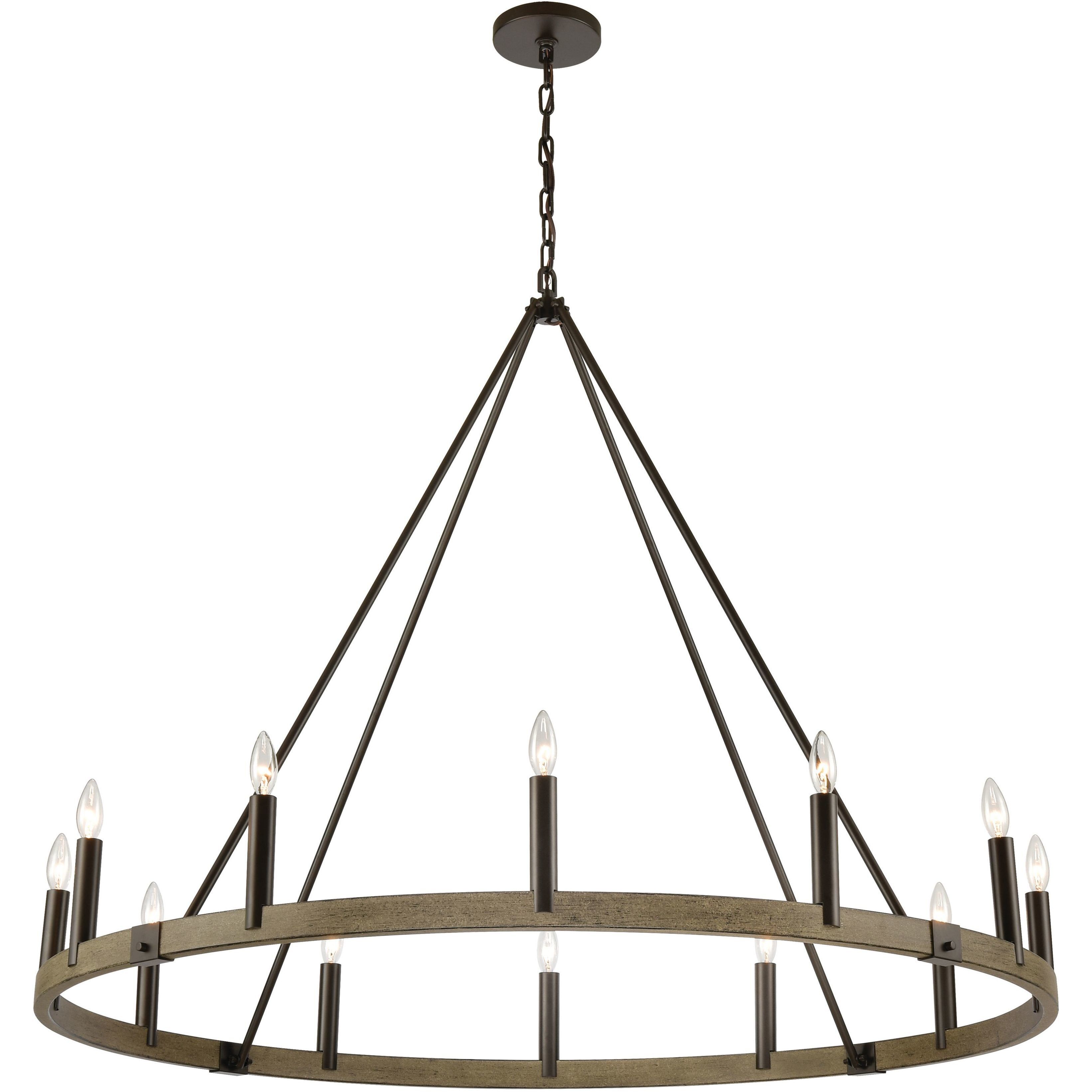 Transitions 12 Light 50 inch Oil Rubbed Bronze Chandelier Ceiling Light