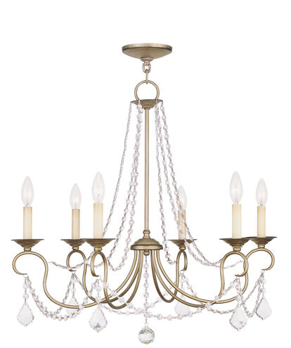 Pennington 6 Light 28 inch Hand Painted Antique Silver Leaf Chandelier Ceiling Light