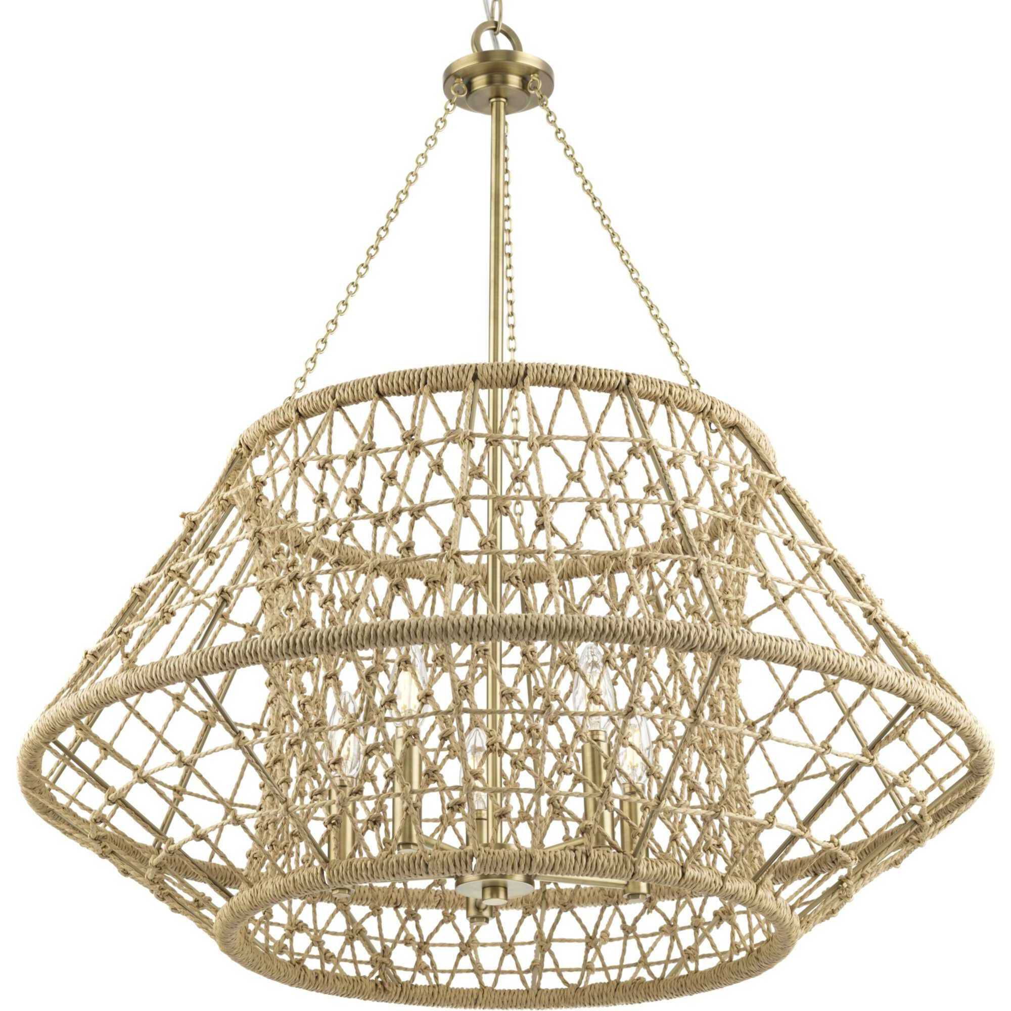 Laila 5 Light 30 inch Vintage Brass Chandelier Ceiling Light, Design Series