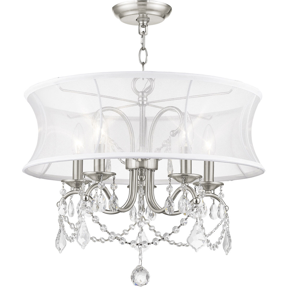 Newcastle 5 Light 20 inch Brushed Nickel Chandelier Ceiling Light