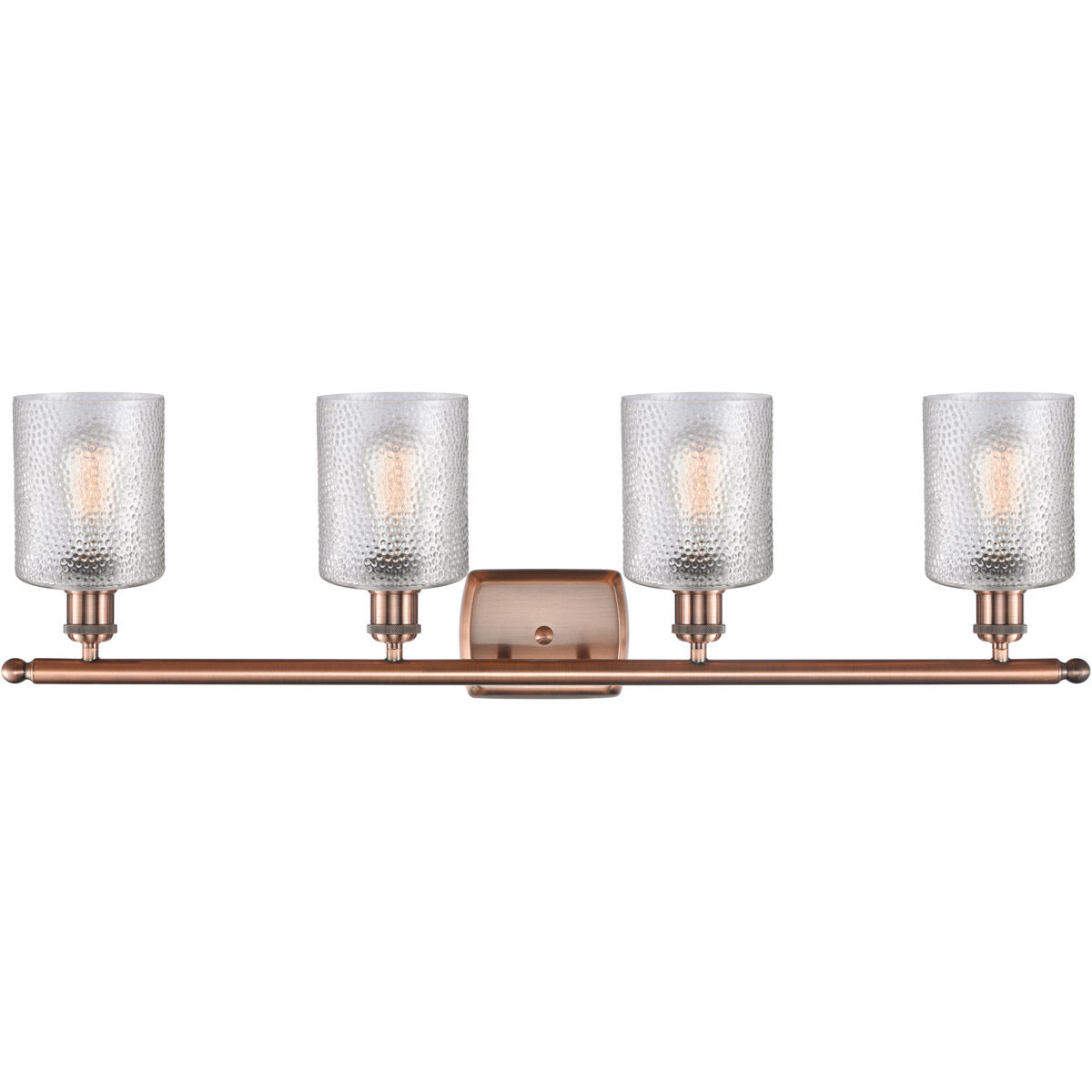 Ballston Cobbleskill LED 36 inch Antique Copper Bath Vanity Light Wall Light in Clear Glass, Ballston