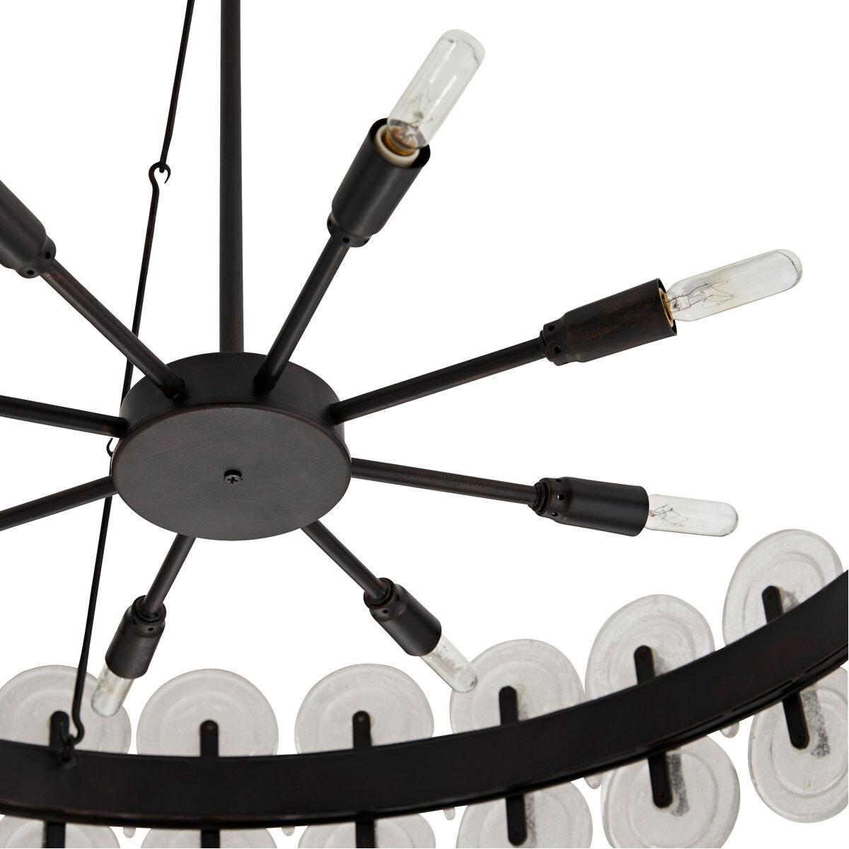 Rondelle 8 Light 31 inch Blackened Iron Chandelier Ceiling Light