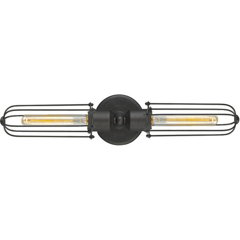 Austere Muselet 2 Light 22 inch Matte Black Bath Vanity Light Wall Light in Incandescent, Austere