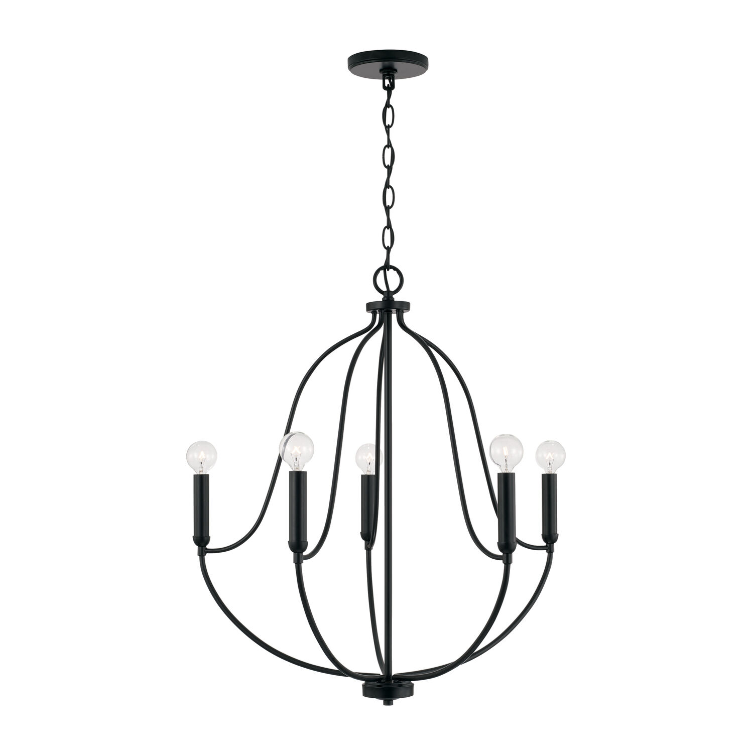 Madison 5 Light 25 inch Matte Black Chandelier Ceiling Light