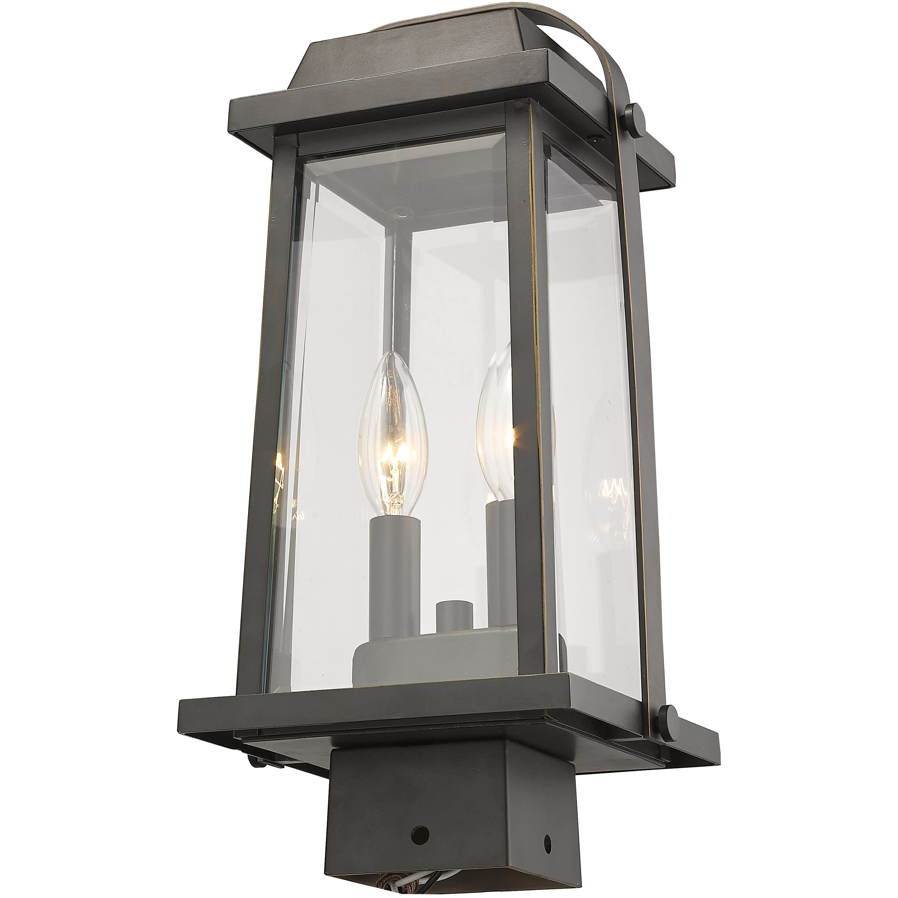 Millworks 2 Light 15.25 inch Oil Rubbed Bronze Outdoor Post Mount Fixture