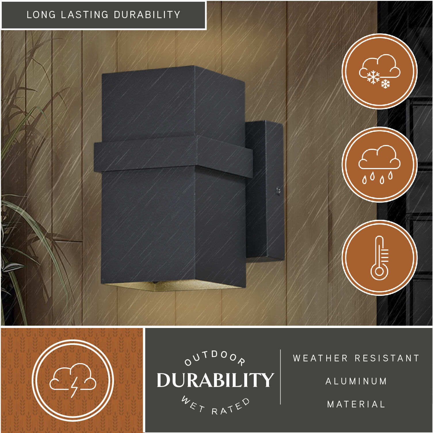 Lavage LED 7 inch Textured Black Outdoor Wall