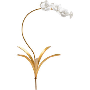 Bradshaw Orrell White/Antique Gold Leaf Orchid Stem Accent, Small