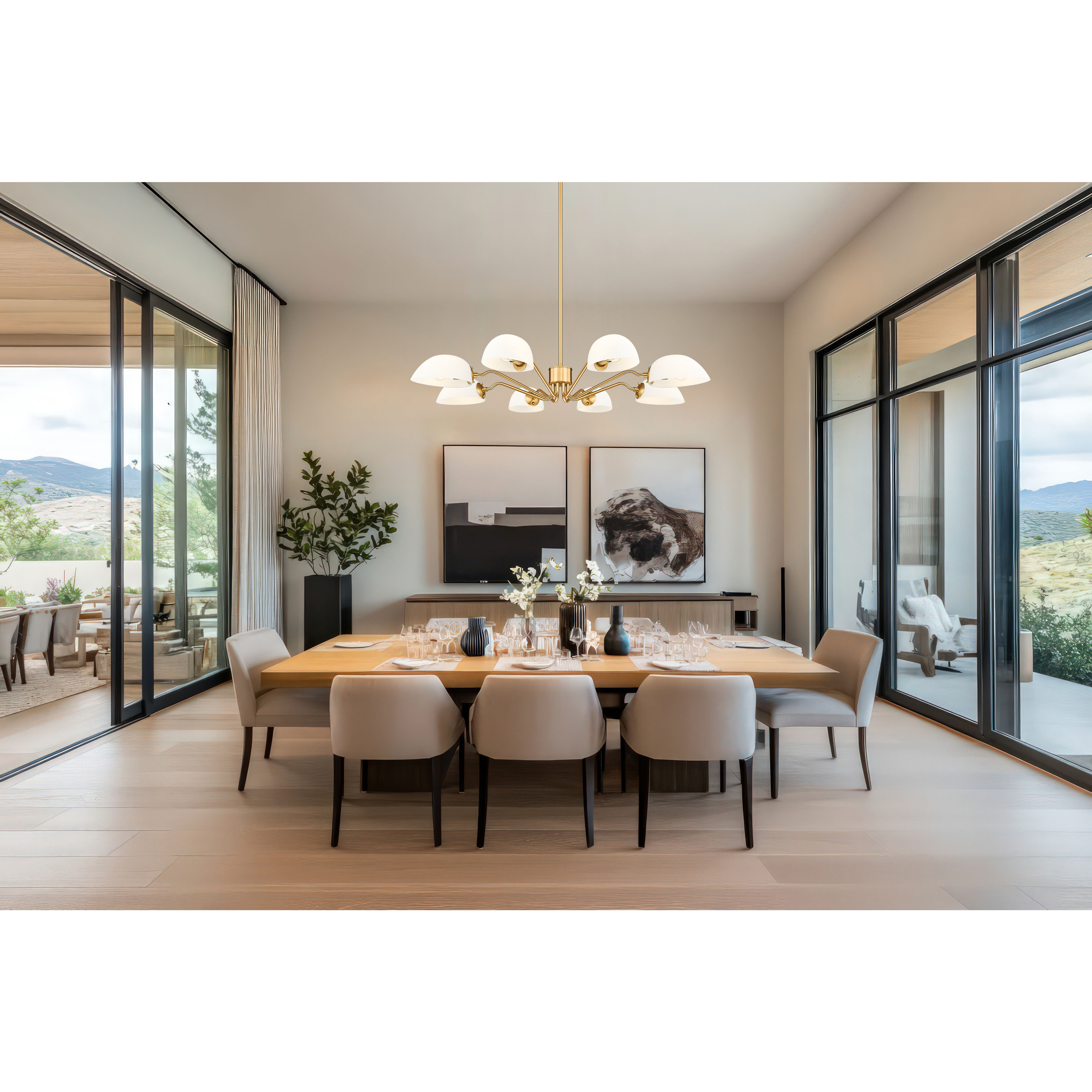 Breton 8 Light 46 inch Modern Gold Chandelier Ceiling Light