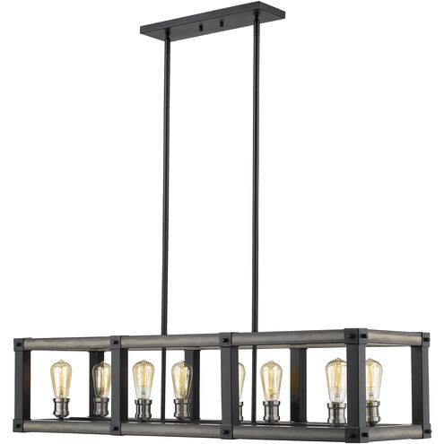 Kirkland 8 Light 44 inch Ashen Barnboard Linear Chandelier Ceiling Light