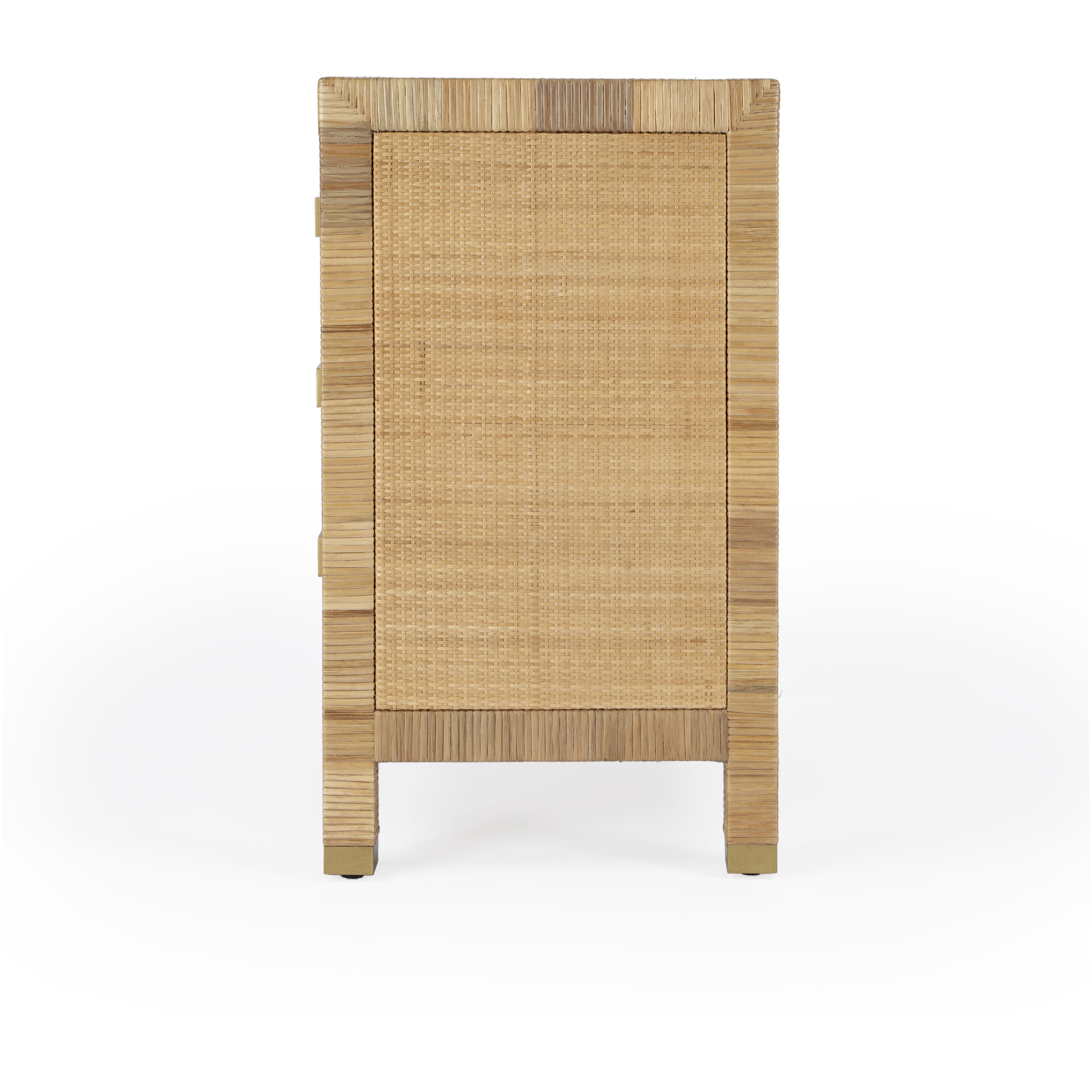 Corfu 3 Drawer Rattan Nightstand in Natural and White