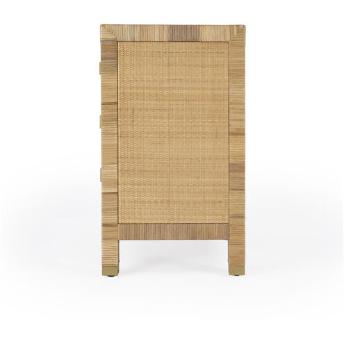 Corfu 3 Drawer Rattan Nightstand in Natural and White