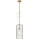 Wexford LED 8 inch Brushed Brass Mini Pendant Ceiling Light in Clear Basket Weave Glass