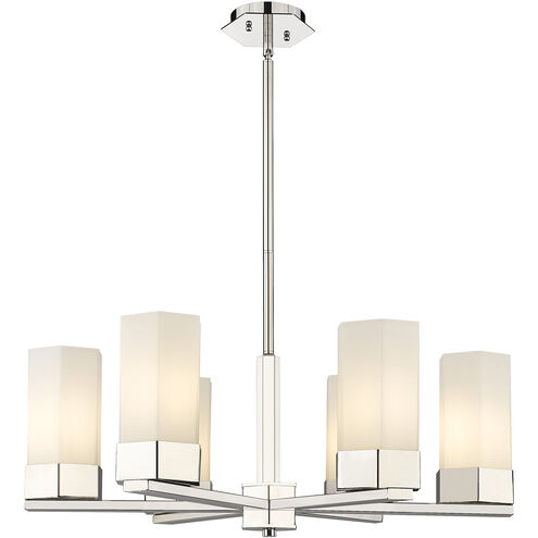 Claverack 6 Light 28.38 inch Polished Nickel Chandelier Ceiling Light in Matte White Glass