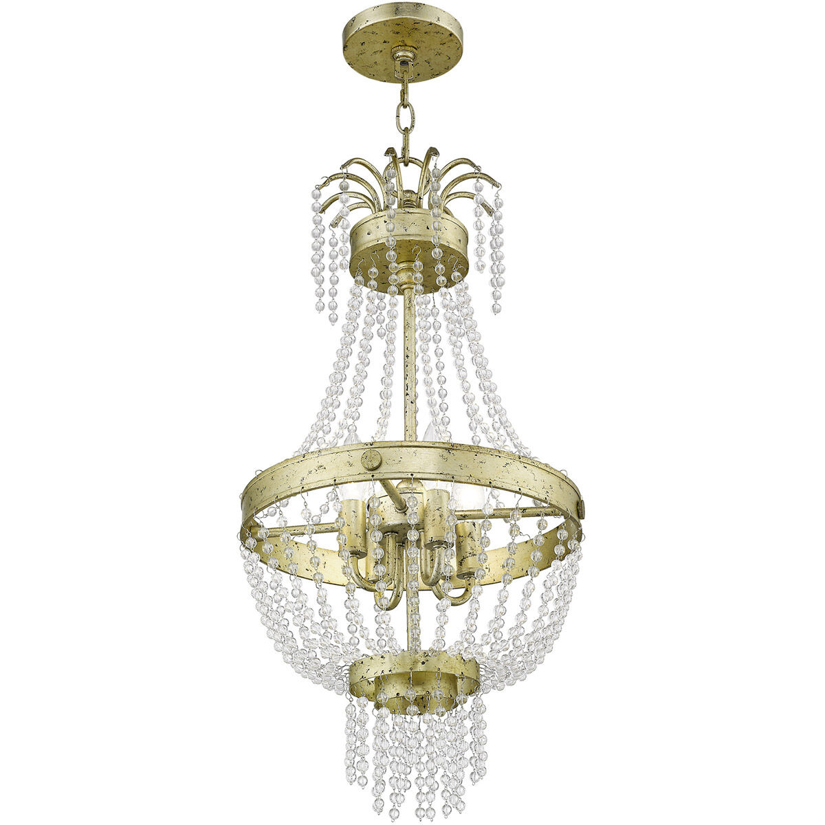 Valentina 4 Light 13 inch Hand Applied Winter Gold Pendant Ceiling Light