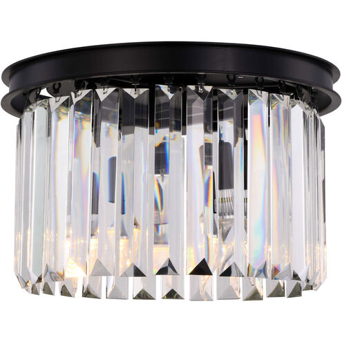 Sydney 3 Light 16 inch Matte Black Flush Mount Ceiling Light in Clear, Urban Classic
