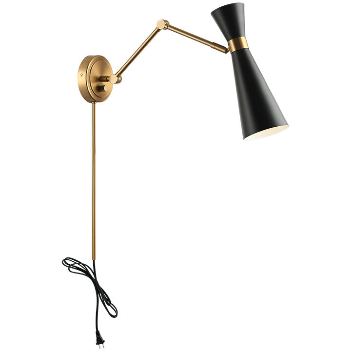Blaze Wall Sconce Wall Light in Aged Gold Brass and Black