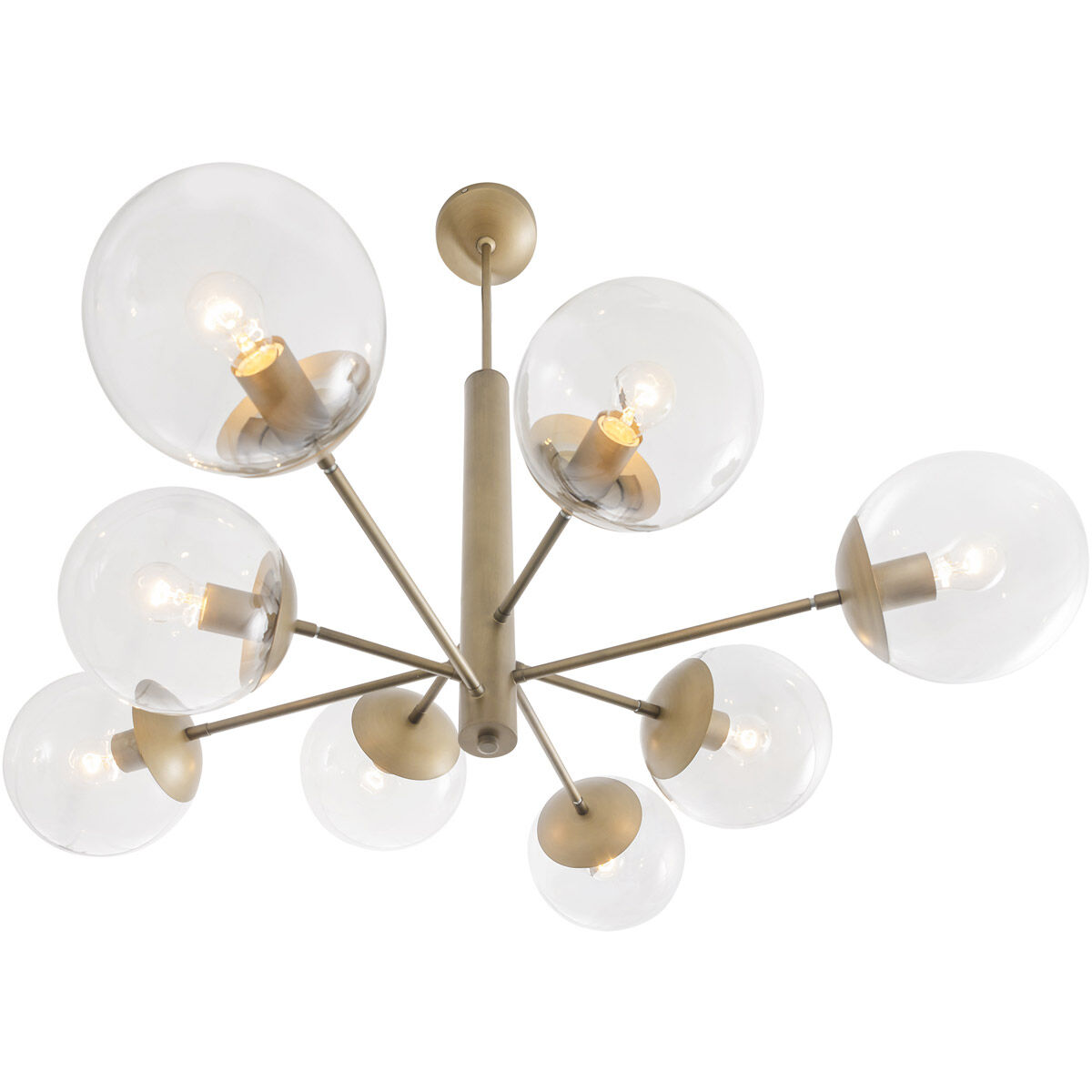 Mid-century 8 Light 39 inch Antique Brass Chandelier Ceiling Light
