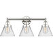 Cone 3 Light 25.75 inch Polished Nickel Bath Vanity Light Wall Light in Clear