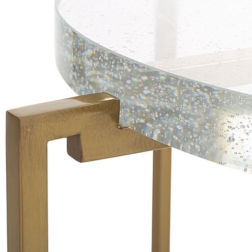 Star-crossed 24 X 16 inch Brushed Gold and Seeded Glass Accent Table