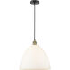 Edison Dome 1 Light 16 inch Black Antique Brass Pendant Ceiling Light in Matte White Glass