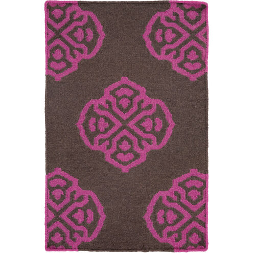 Frontier 36 X 24 inch Fuchsia, Dark Brown Rug