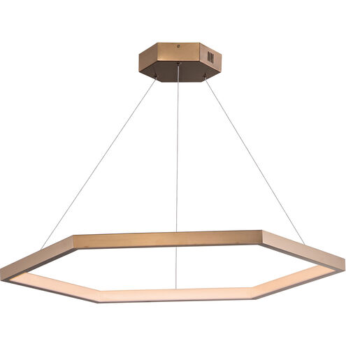 Hex LED 39.5 inch Brushed Champagne Suspension Pendant Ceiling Light