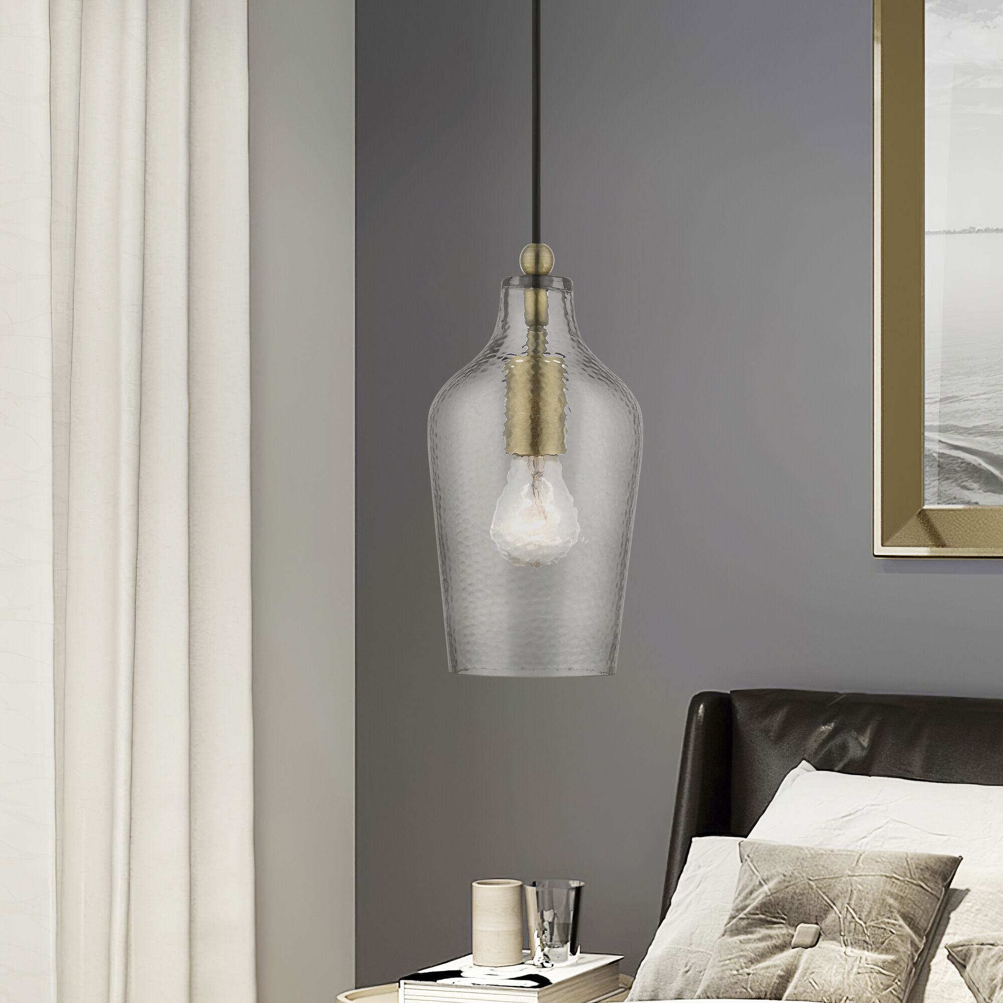 Avery 1 Light 5.25 inch Antique Brass Mini Pendant Ceiling Light