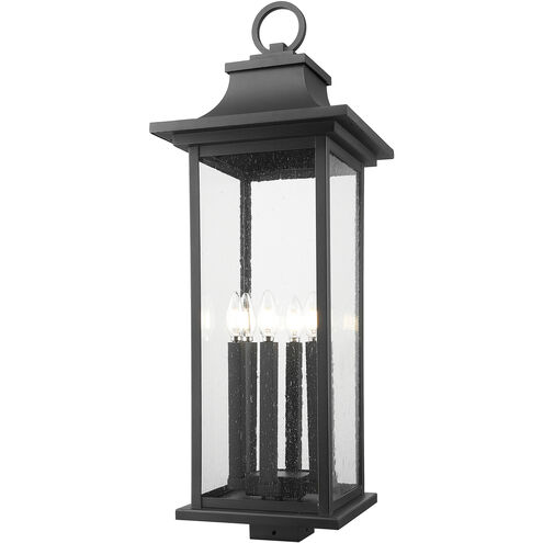 Tiberius 6 Light 34 inch Black Outdoor Post Mount Fixture in Clear Seedy Glass
