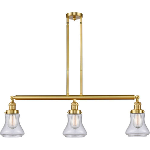 Franklin Restoration Bellmont LED 39 inch Satin Gold Island Light Ceiling Light in Seedy Glass, Franklin Restoration