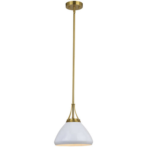 Dayna LED 10 inch Satin Brass and Glossy White with Matte White Pendant Ceiling Light