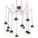 Cabochon LED 14.1 inch Burnished Bronze with Black Marble Swag Multi-Pendant Ceiling Light in 3000K LED, Amber