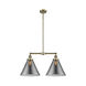 Franklin Restoration X-Large Cone 2 Light 43 inch Antique Brass Island Light Ceiling Light in Incandescent, Plated Smoke Glass, Franklin Restoration
