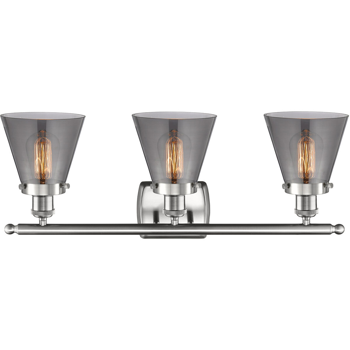 Ballston Small Cone LED 26 inch Brushed Satin Nickel Bath Vanity Light Wall Light in Plated Smoke Glass, Ballston