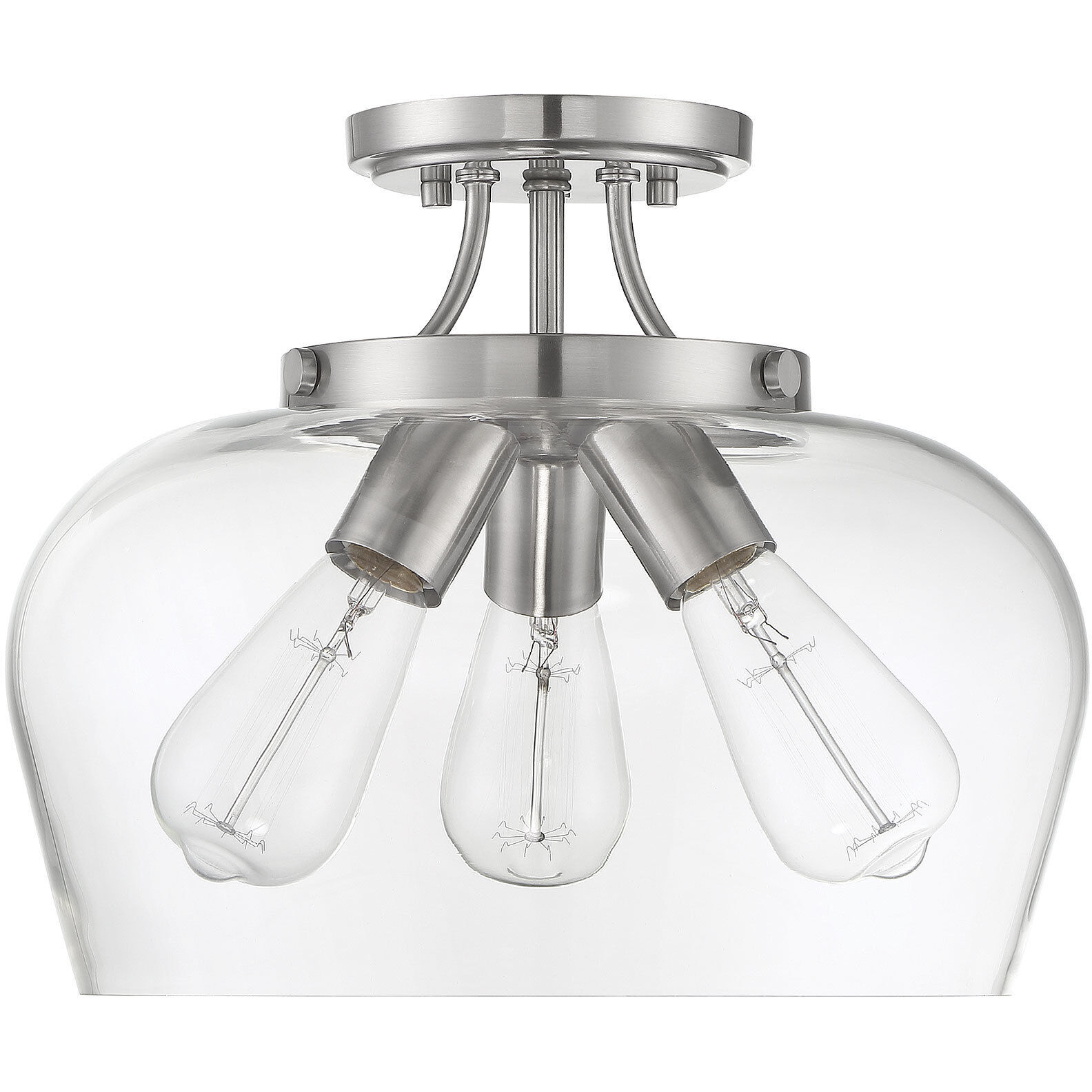 Octave 3 Light 13 inch Satin Nickel Semi-Flush Ceiling Light, Essentials