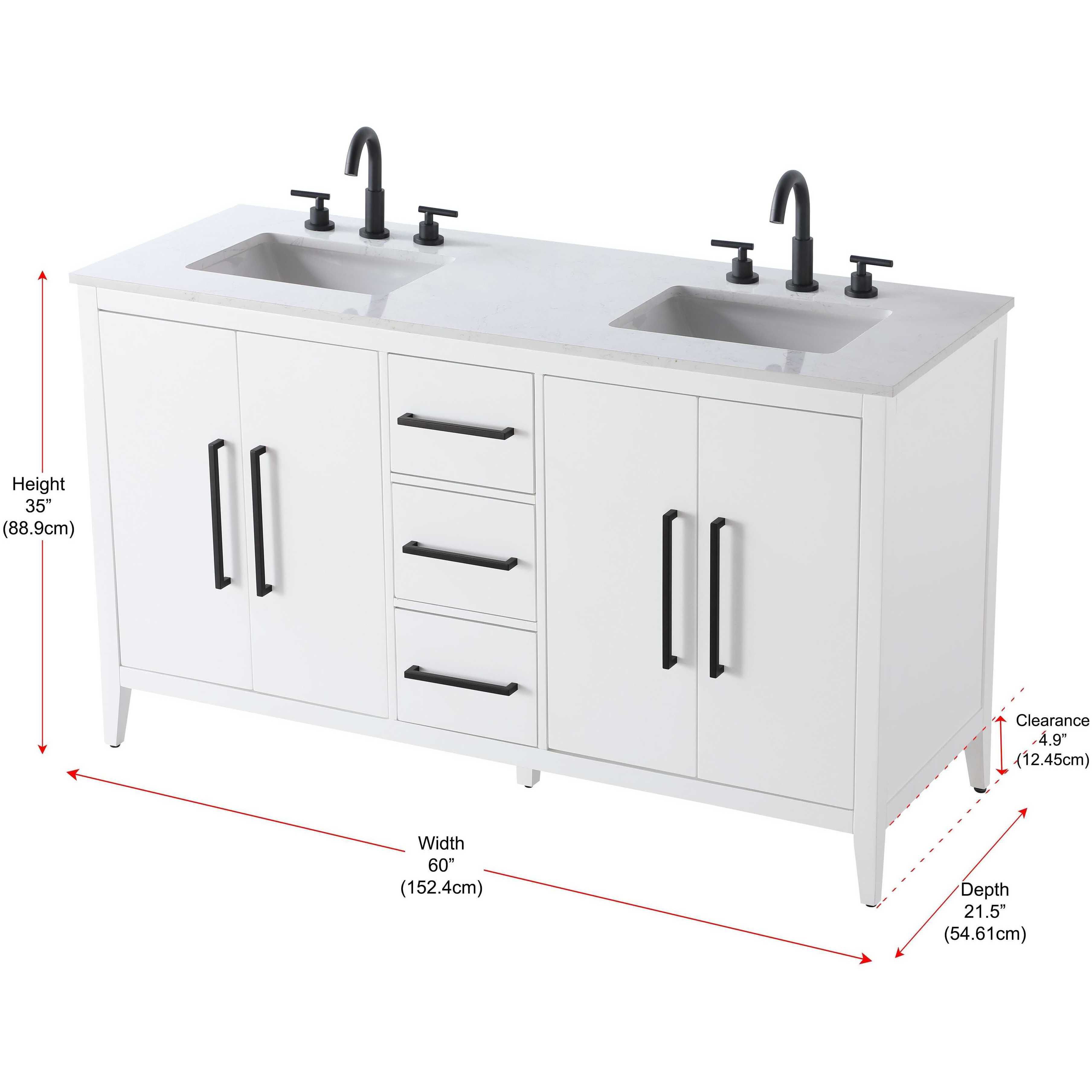 Millie 60 X 35 inch White Bathroom Vanity Cabinet