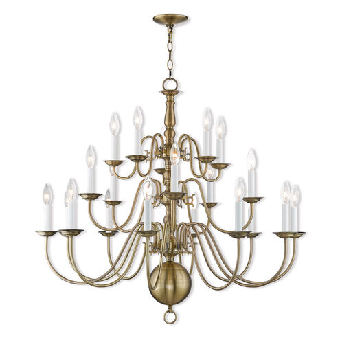 Williamsburgh 20 Light 36 inch Antique Brass Foyer Chandelier Ceiling Light