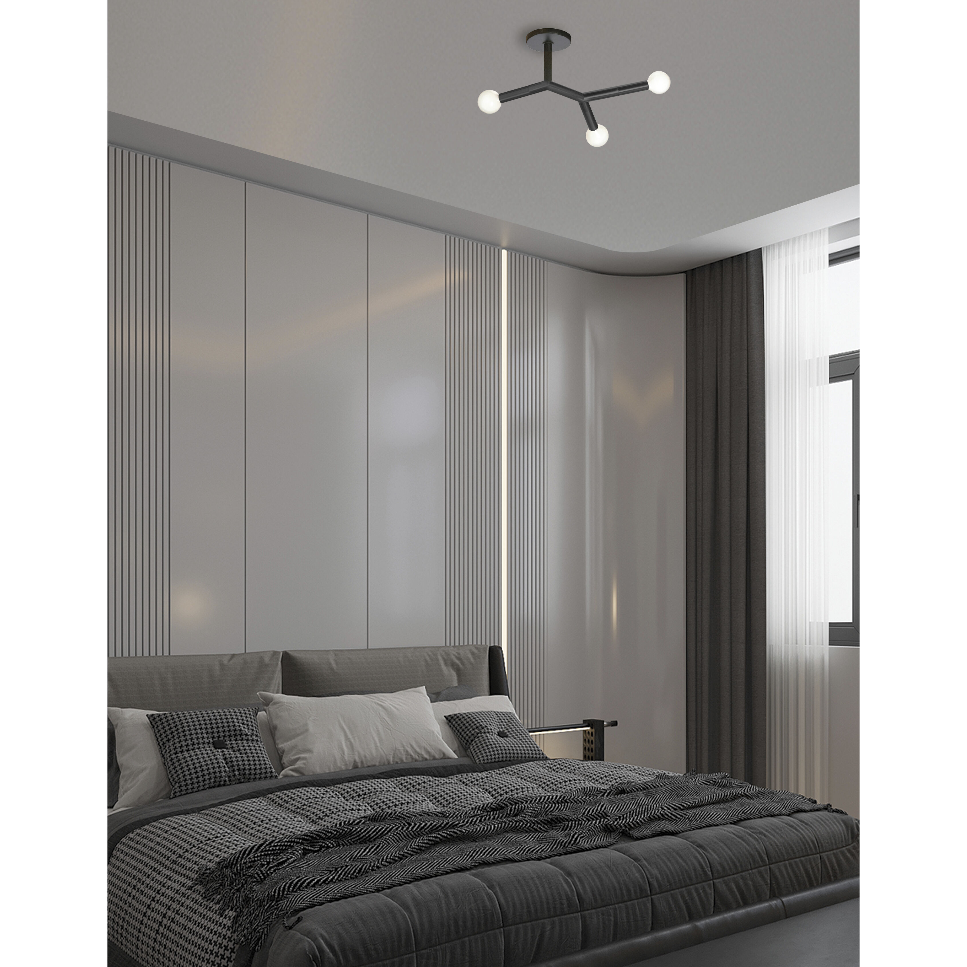 Morgan LED 21.75 inch Matte Black Semi Flush Mount Ceiling Light