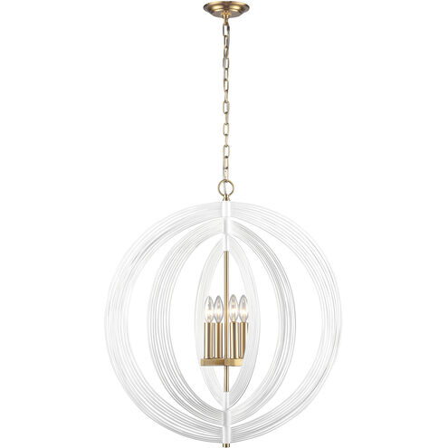 Orme 4 Light 27 inch White with Satin Brass Chandelier Ceiling Light