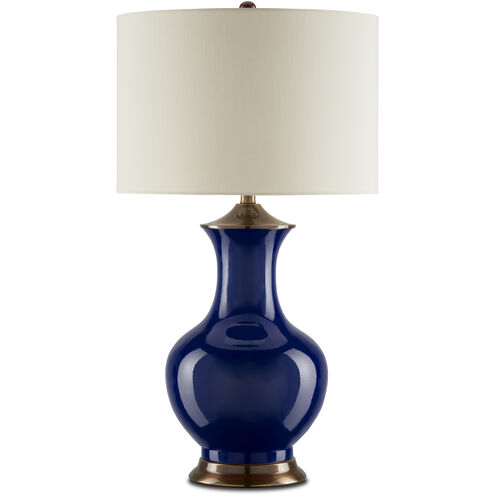 Lilou 31 inch 150 watt Blue and Antique Brass Table Lamp Portable Light