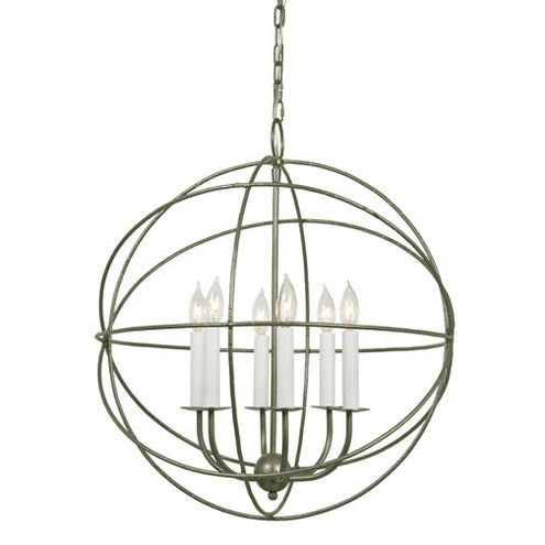 Globe 6 Light 22 inch Aged Silver Chandelier Ceiling Light