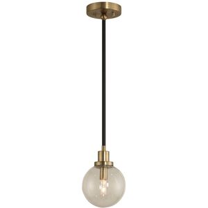 Cameo 1 Light 6 inch Matte Black Finish with Brushed Pearlized Brass Mini Pendant Ceiling Light in Matte Black with Brushed Pearlized Brass